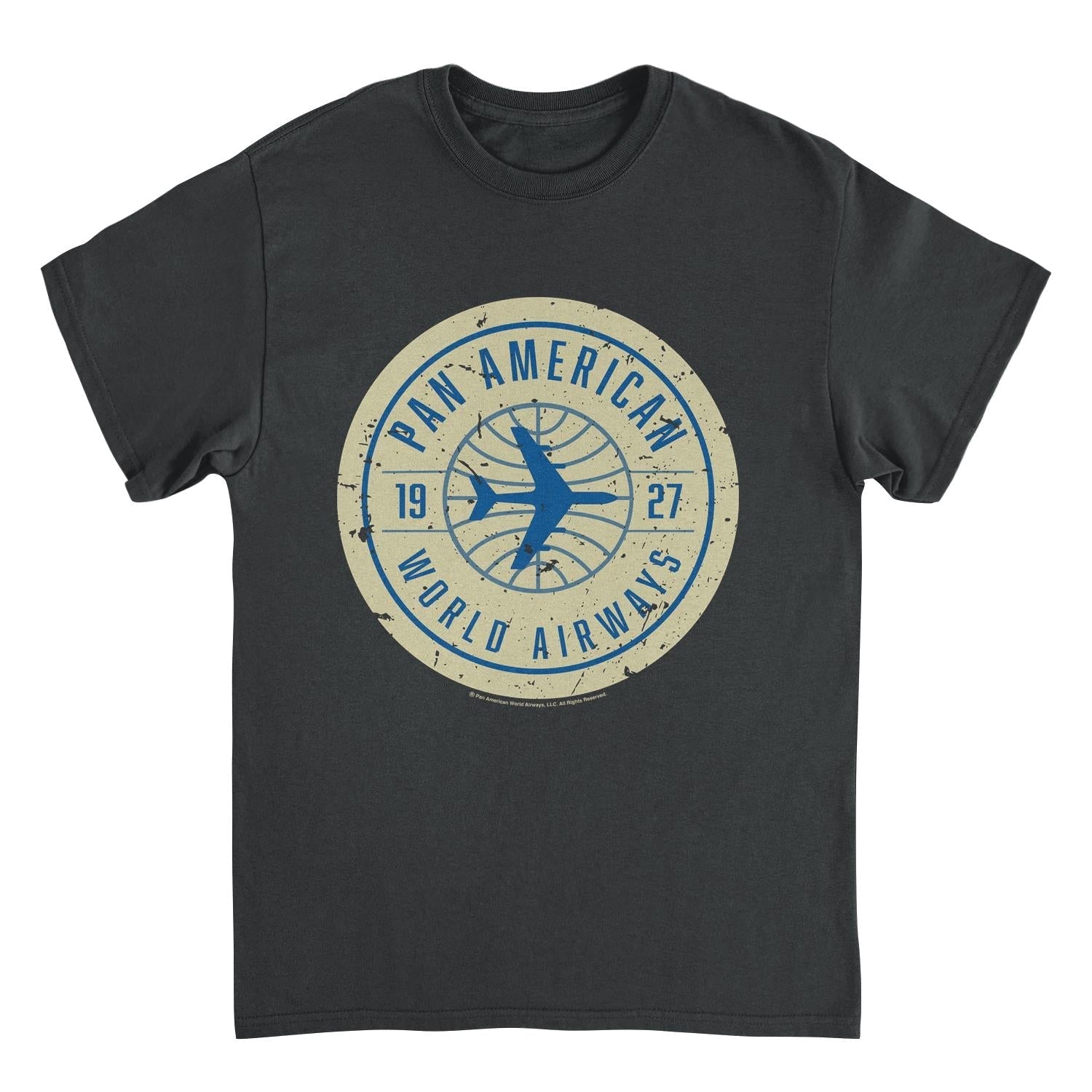 Pan Am 1927 World Airways Plane Badge Logo Black Mens T Shirt