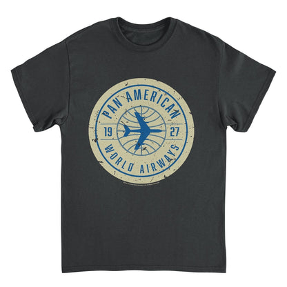 Pan Am 1927 World Airways Plane Badge Logo Black Mens T Shirt