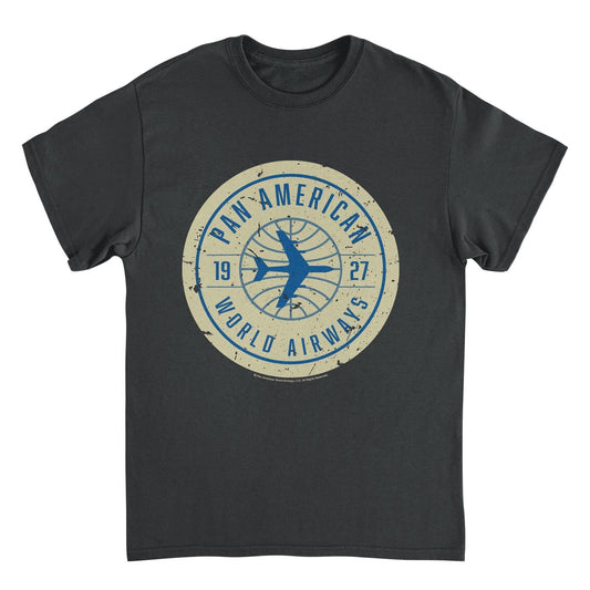 Pan Am 1927 World Airways Plane Badge Logo Black Mens T Shirt