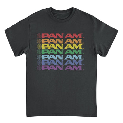 Pan Am Text Logo Rainbow Cascade Pride Black Mens T Shirt