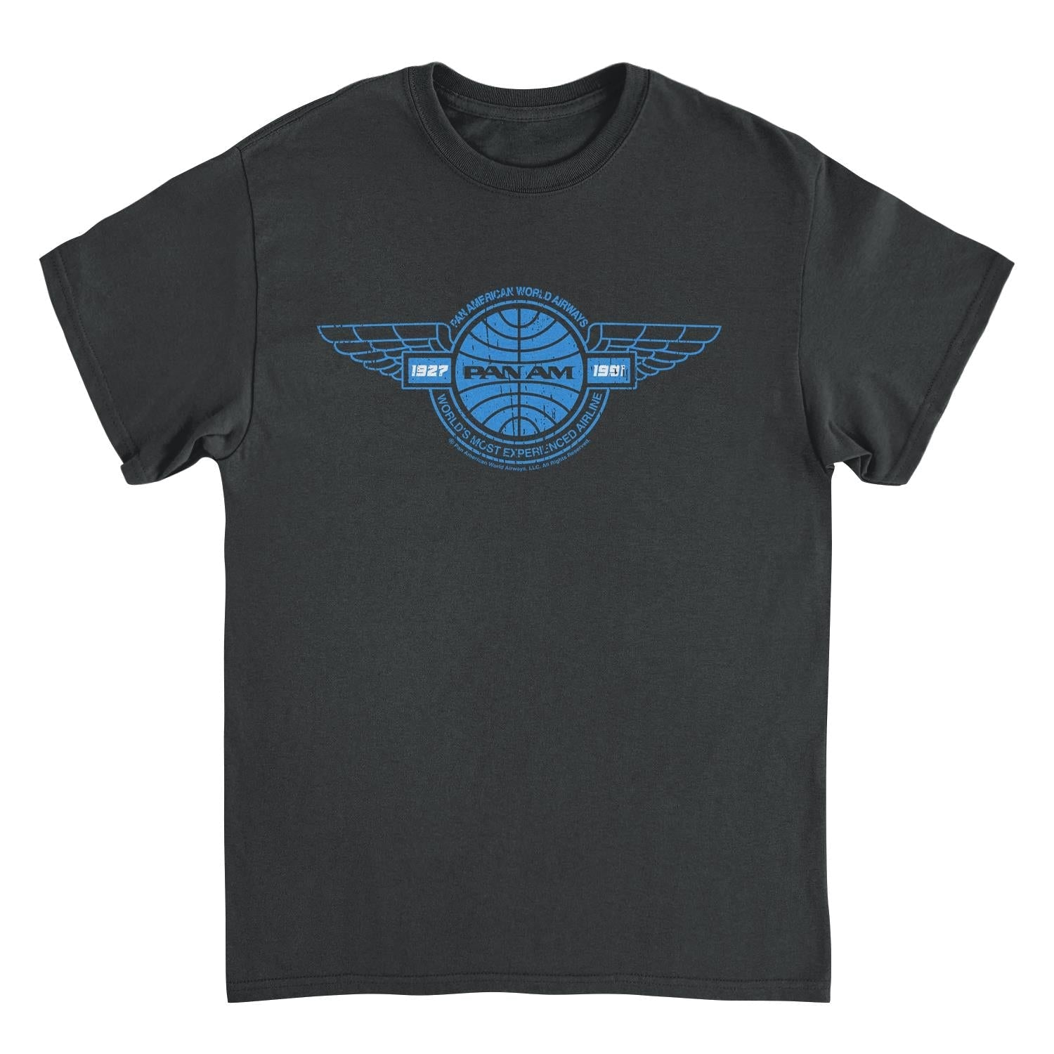 Pan Am Retro Blue Wings Logo 1927 1991 Black Mens T Shirt