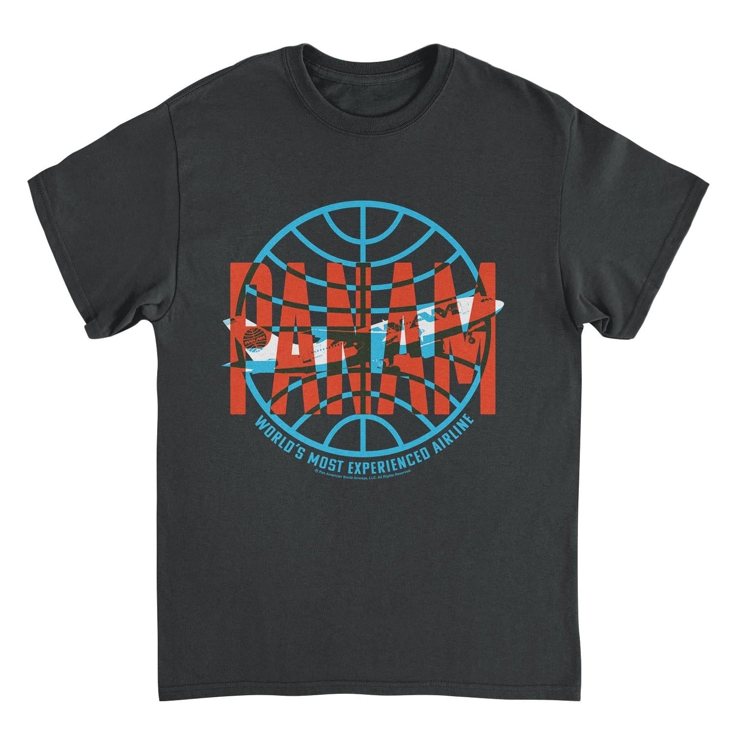 Pan Am Red Text Worlds Most Experienced Airline Black Mens T Shirt