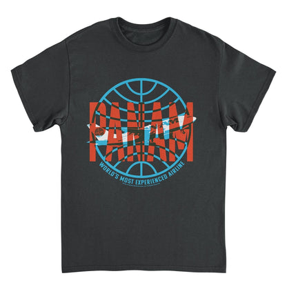 Pan Am Red Text Worlds Most Experienced Airline Black Mens T Shirt