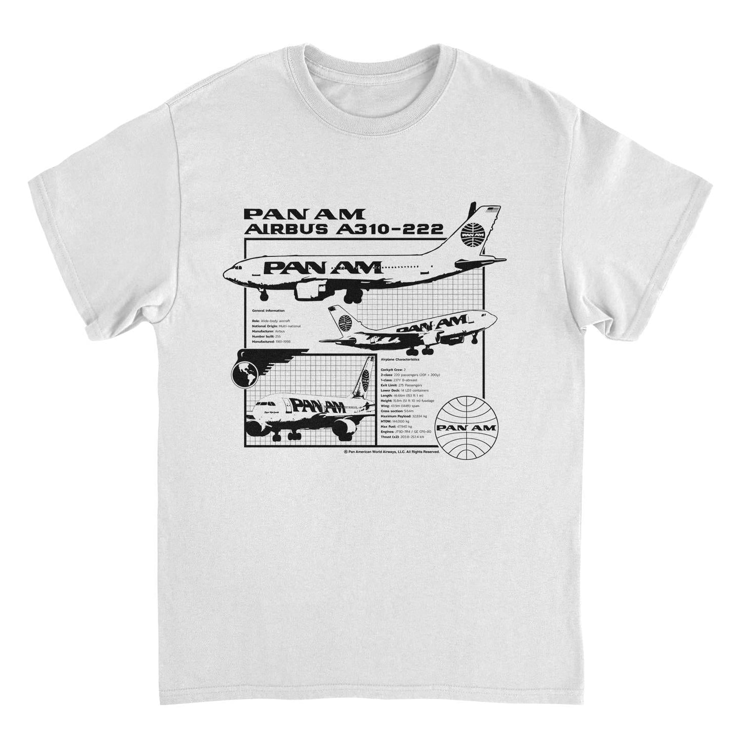 Pan Am Airplane Info and Characteristics White Mens T Shirt
