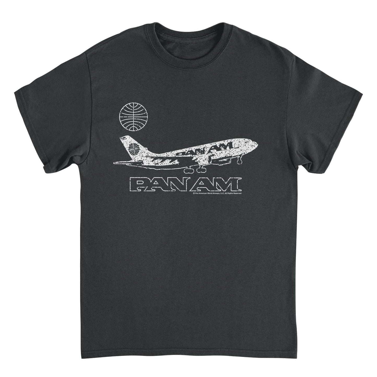 Pan Am Plane Take Off Distressed Black Mens T Shirt