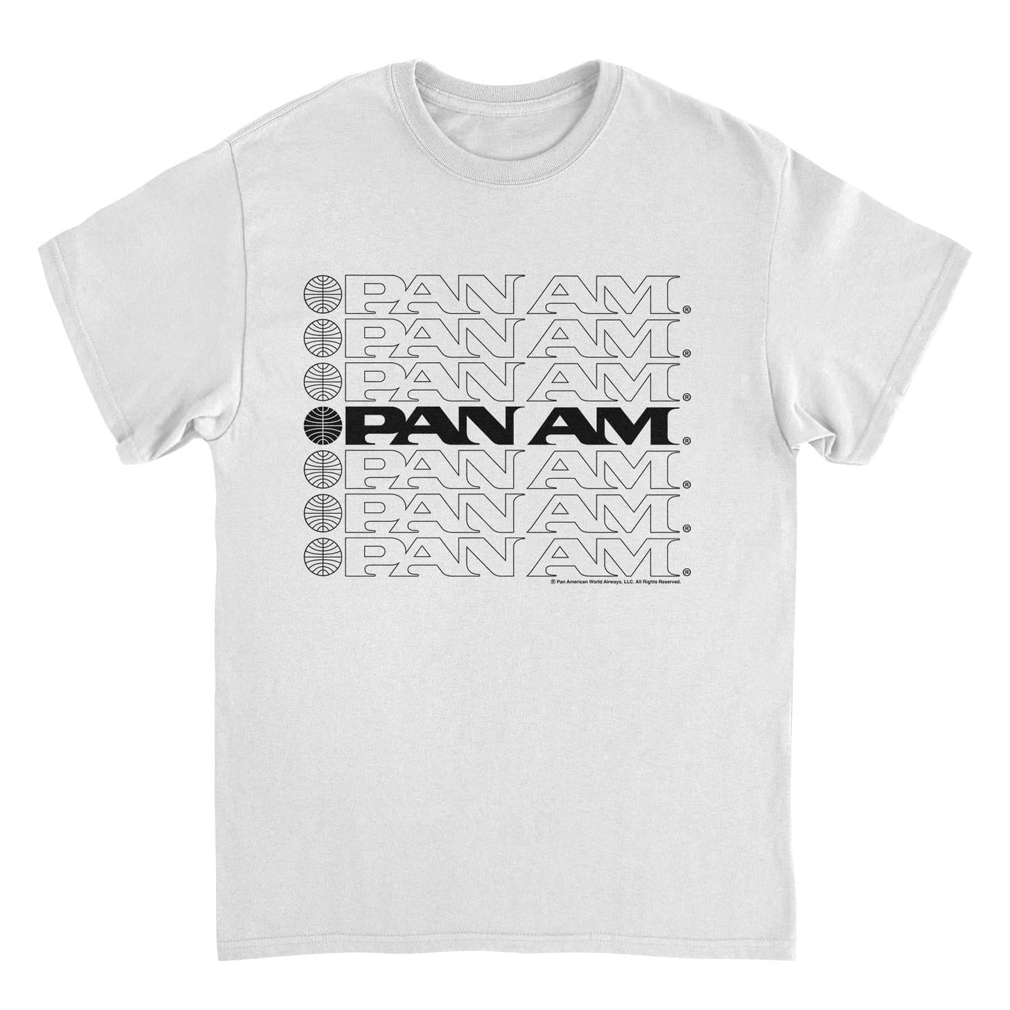 Pan Am Text Logo Cascade White Mens T Shirt