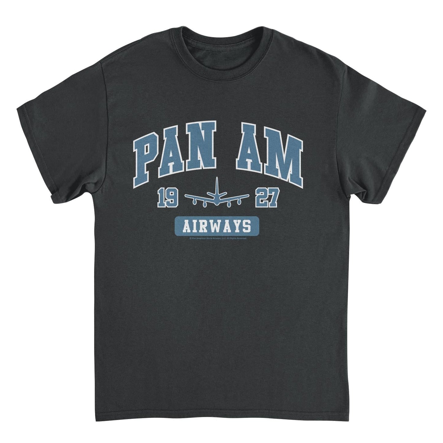 Pan Am Airways 1927 College Sports Text Black Mens T Shirt