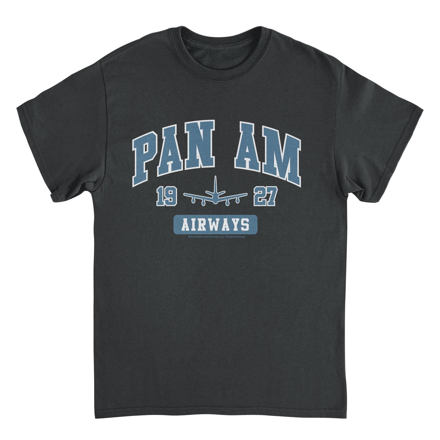 Pan Am Airways 1927 College Sports Text Black Mens T Shirt