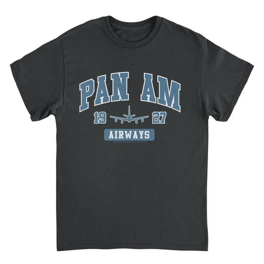 Pan Am Airways 1927 College Sports Text Black Mens T Shirt