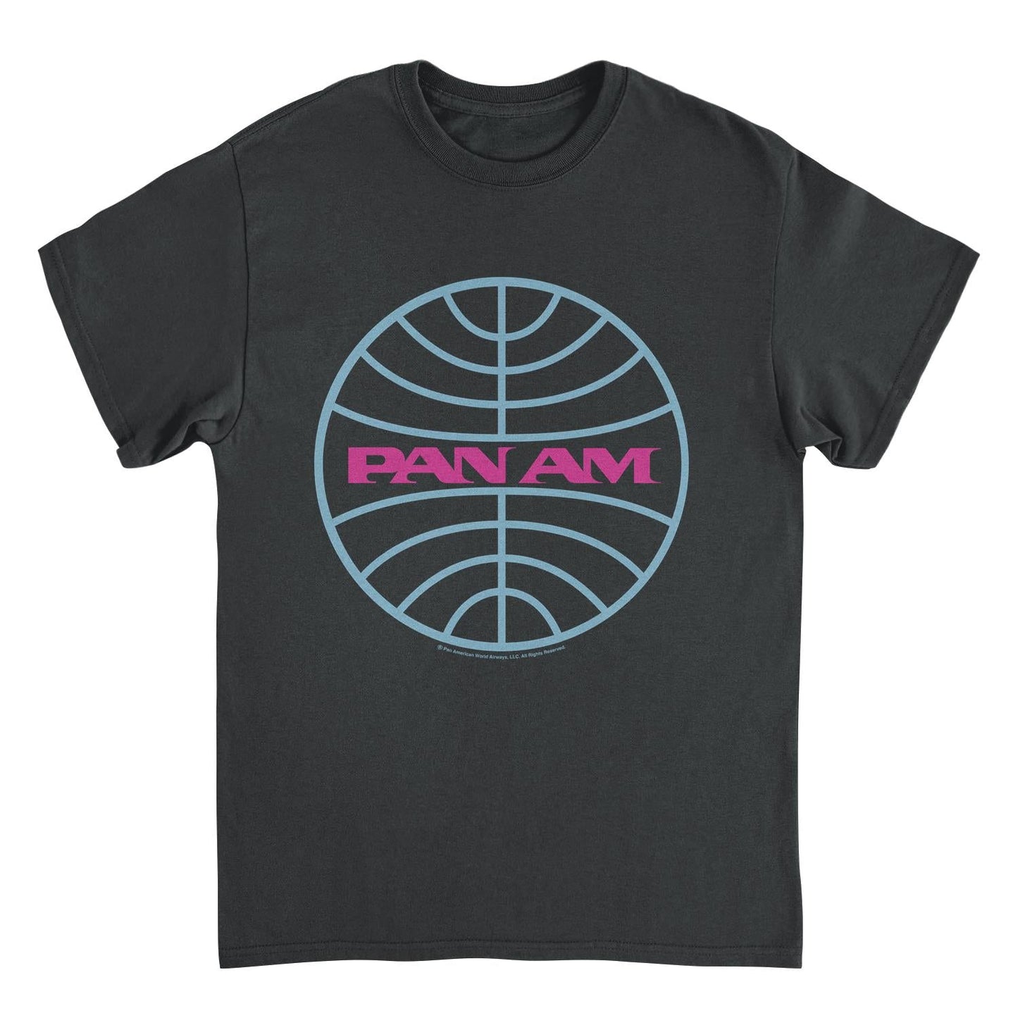 Pan Am Meatball Logo Pale Blue and Lavender Black Mens T Shirt