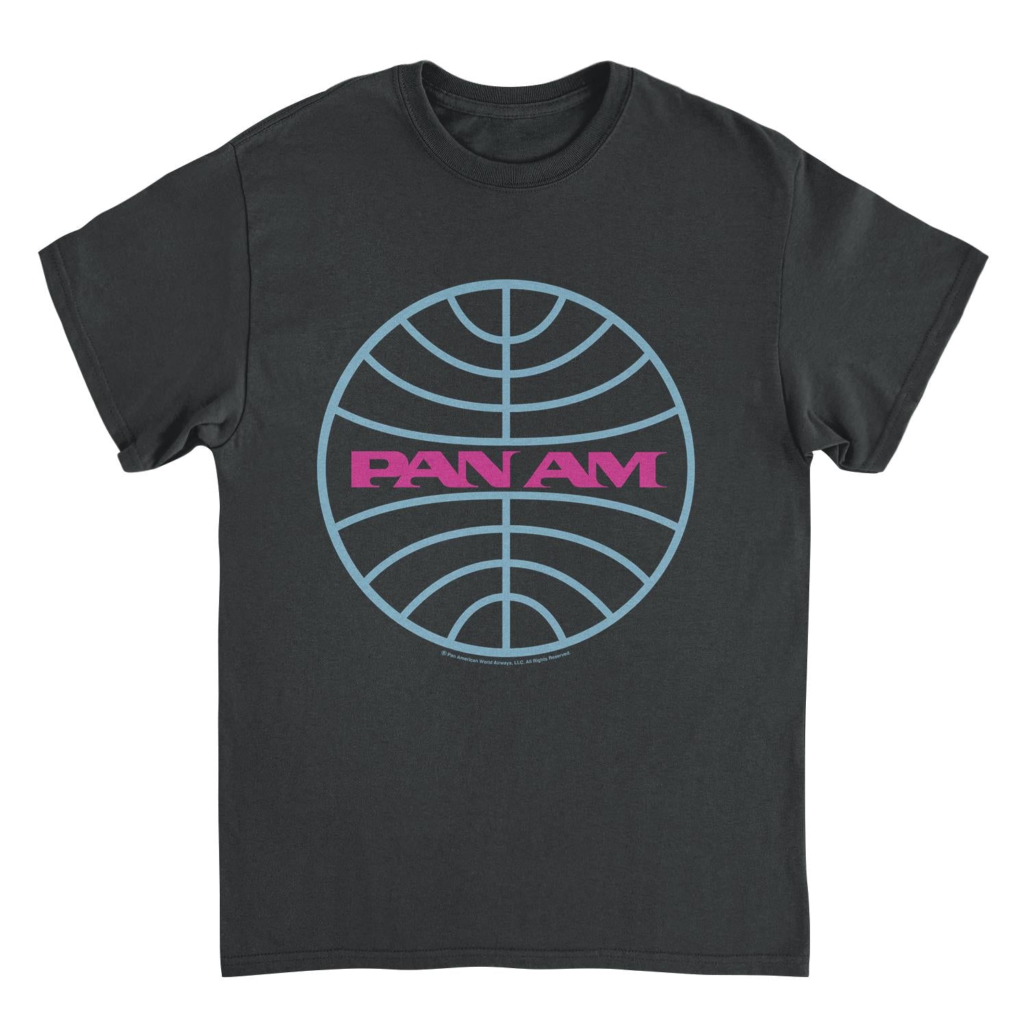 Pan Am Meatball Logo Pale Blue and Lavender Black Mens T Shirt