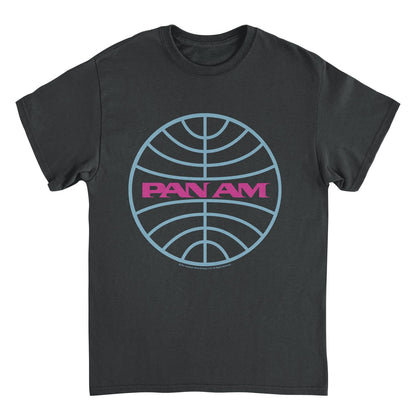 Pan Am Meatball Logo Pale Blue and Lavender Black Mens T Shirt