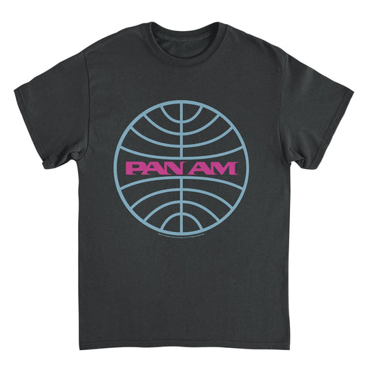 Pan Am Meatball Logo Pale Blue and Lavender Black Mens T Shirt