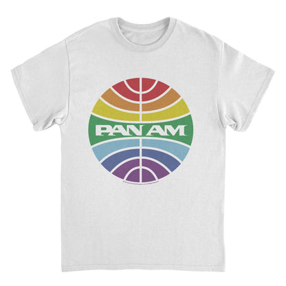 Pan Am Meatball Logo Rainbow Pride White Mens T Shirt