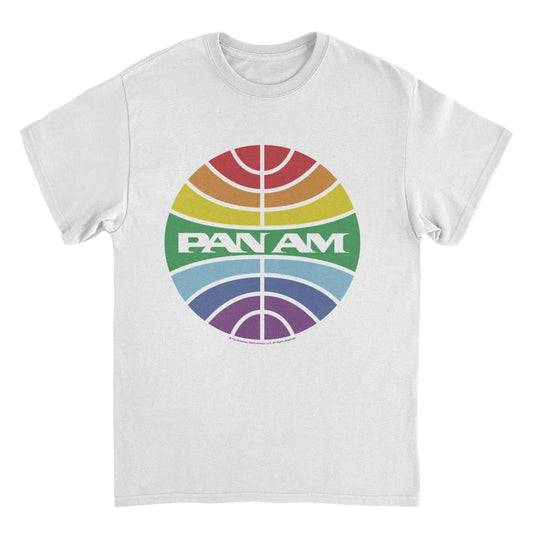 Pan Am Meatball Logo Rainbow Pride White Mens T Shirt