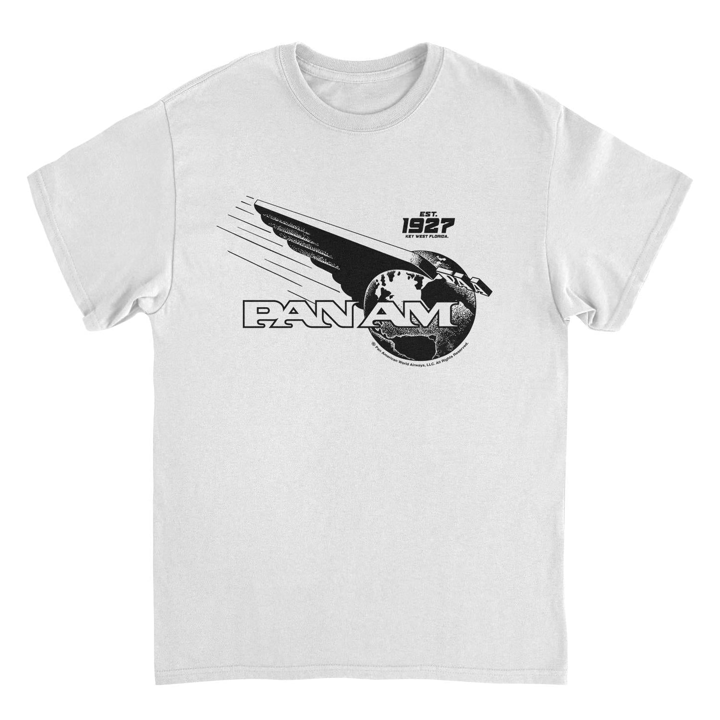 Pan Am Wing Globe Logo Black Print White Mens T Shirt