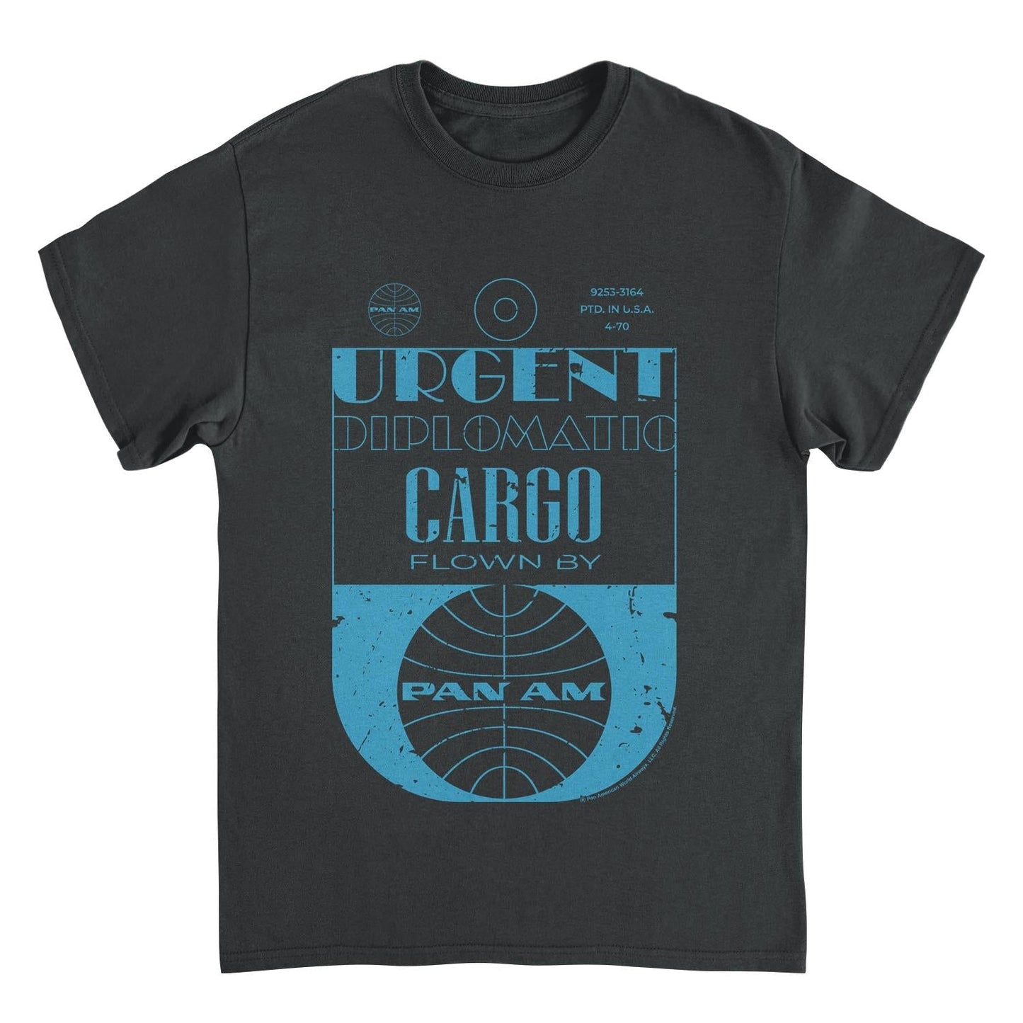 Pan Am Urgent Diplomatic Cargo Tag Black Mens T Shirt