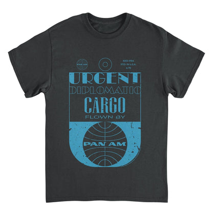 Pan Am Urgent Diplomatic Cargo Tag Black Mens T Shirt