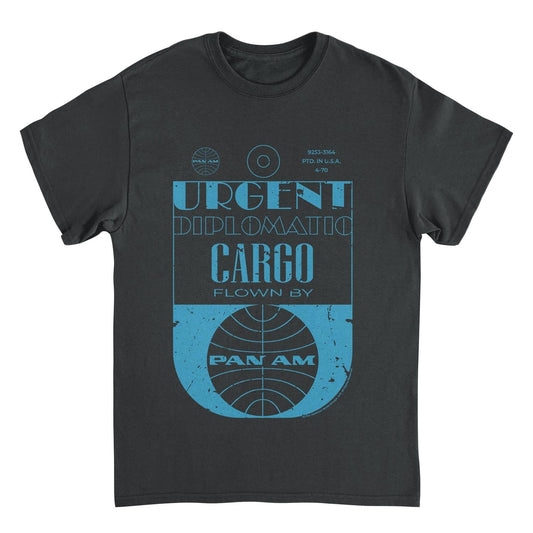 Pan Am Urgent Diplomatic Cargo Tag Black Mens T Shirt