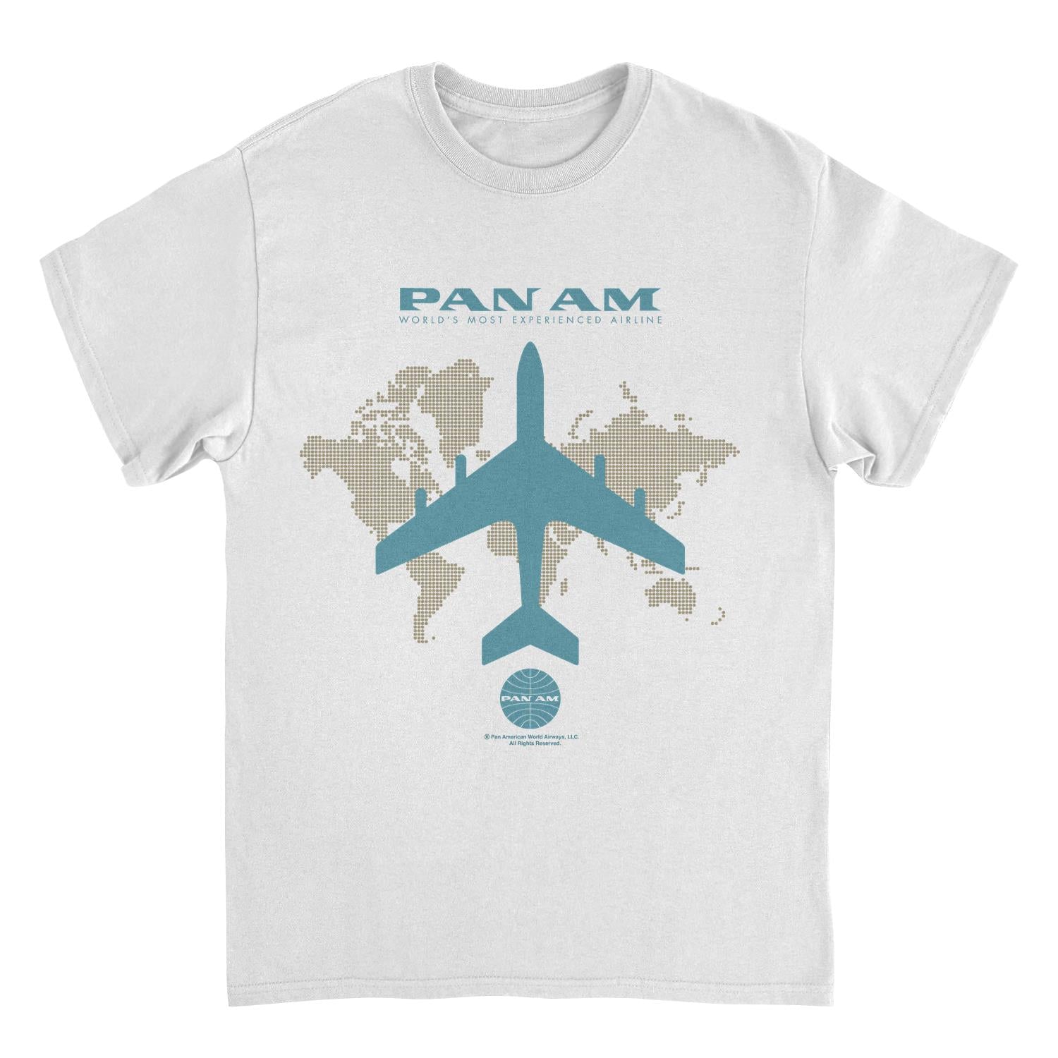 Pan Am Plane Silhouette Over the World White Mens T Shirt