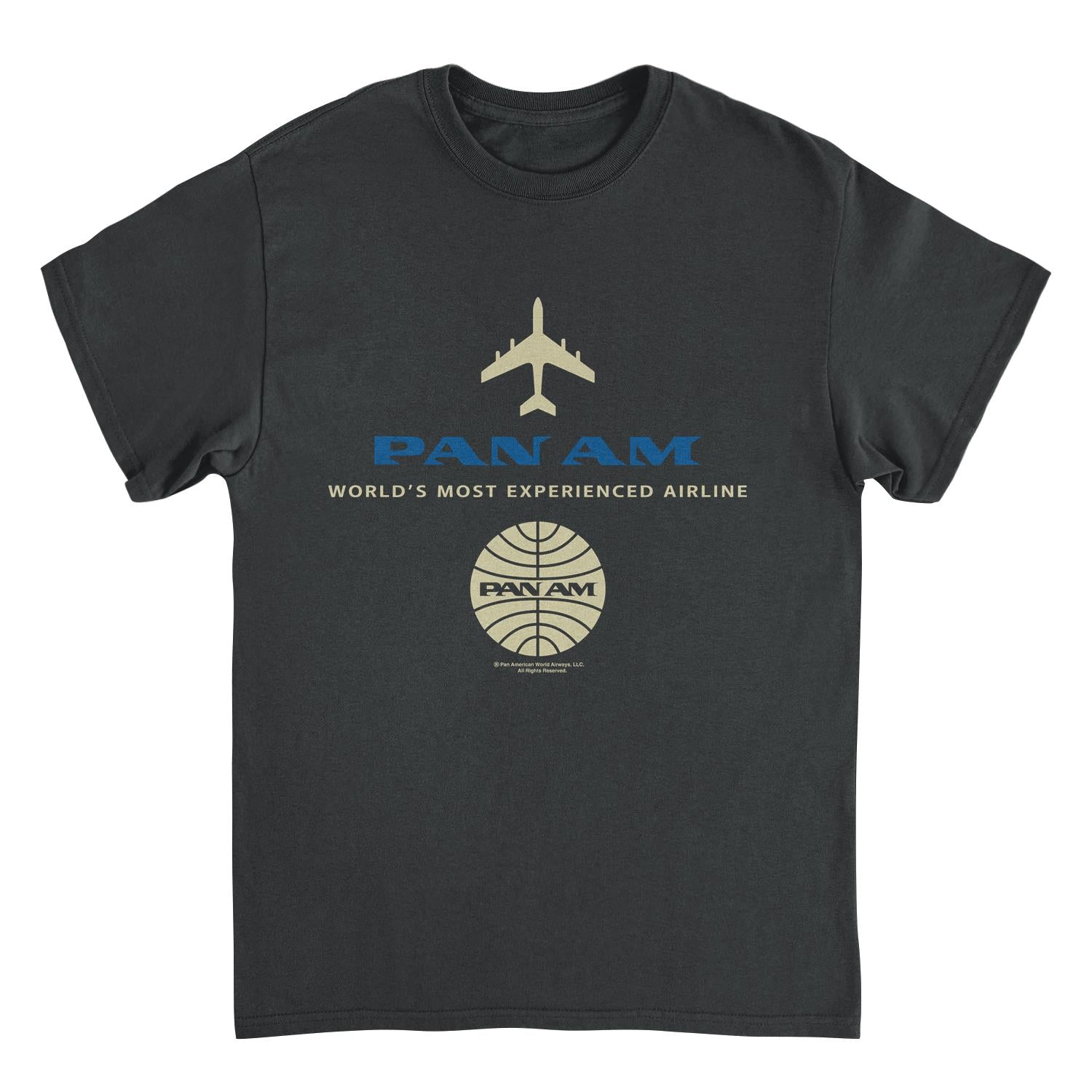 Pan Am Blue Gold Retro Logo Black Mens T Shirt