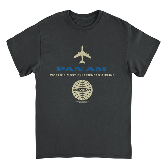 Pan Am Blue Gold Retro Logo Black Mens T Shirt