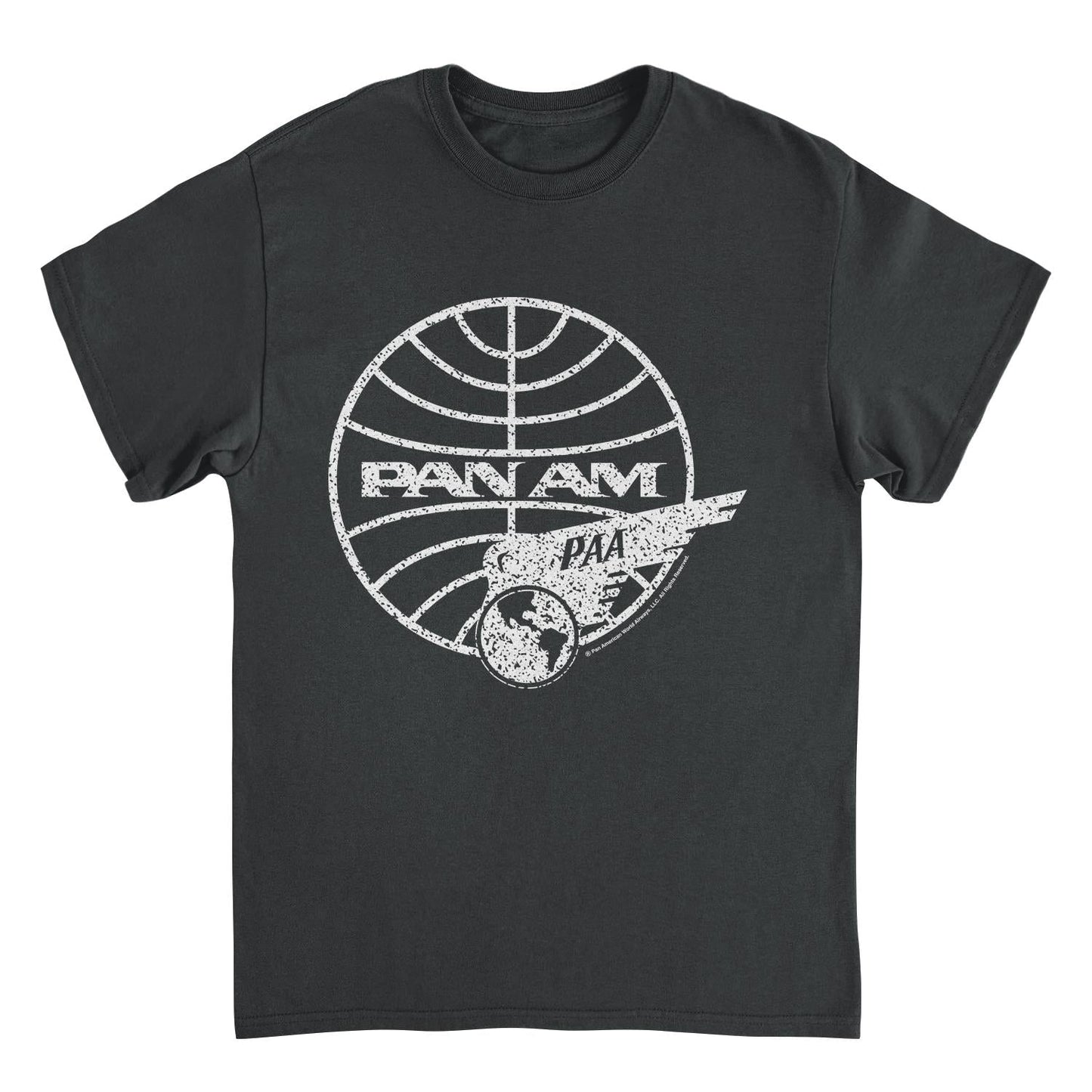 Pan Am Distressed PAA White Logo Black Mens T Shirt