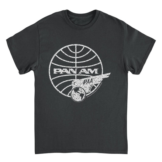Pan Am Distressed PAA White Logo Black Mens T Shirt
