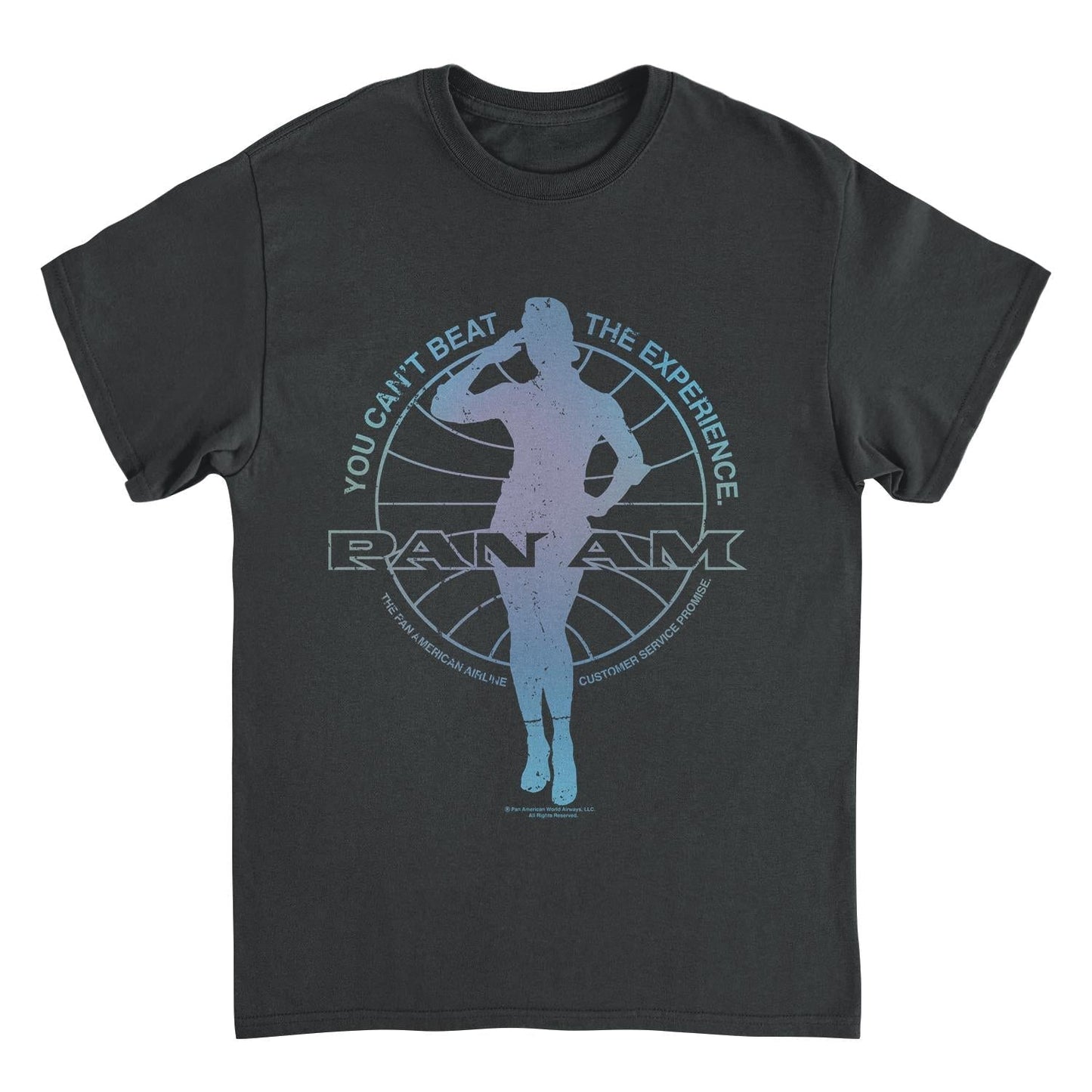 Pan Am Flight Attendant Salute Silhouette Black Mens T Shirt