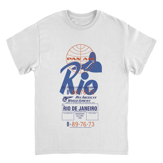 Pan Am Retro Rio De Janeiro Luggage Tag White Mens T Shirt