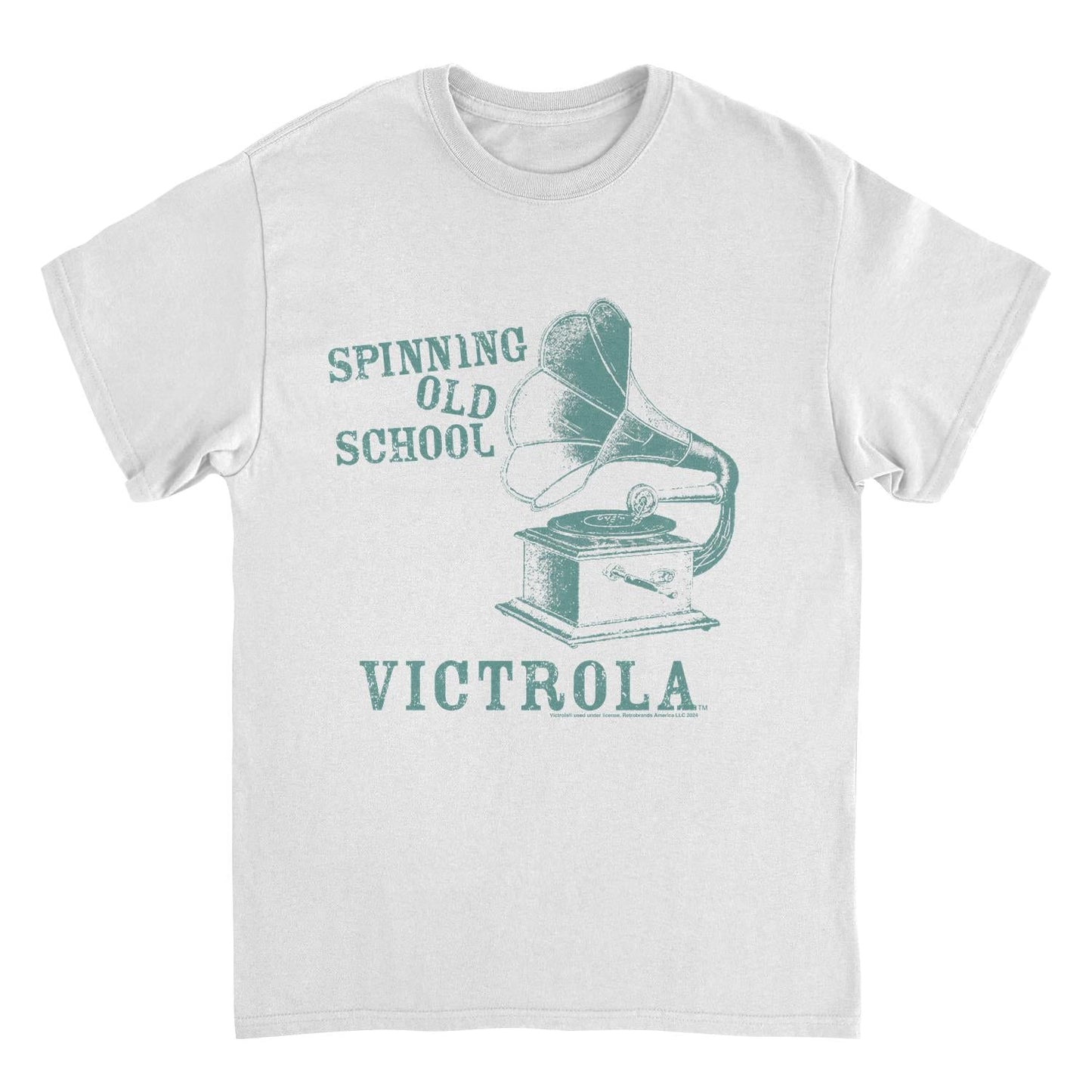 Victrola Spinning Old School Vintage Gramophone White Mens T Shirt