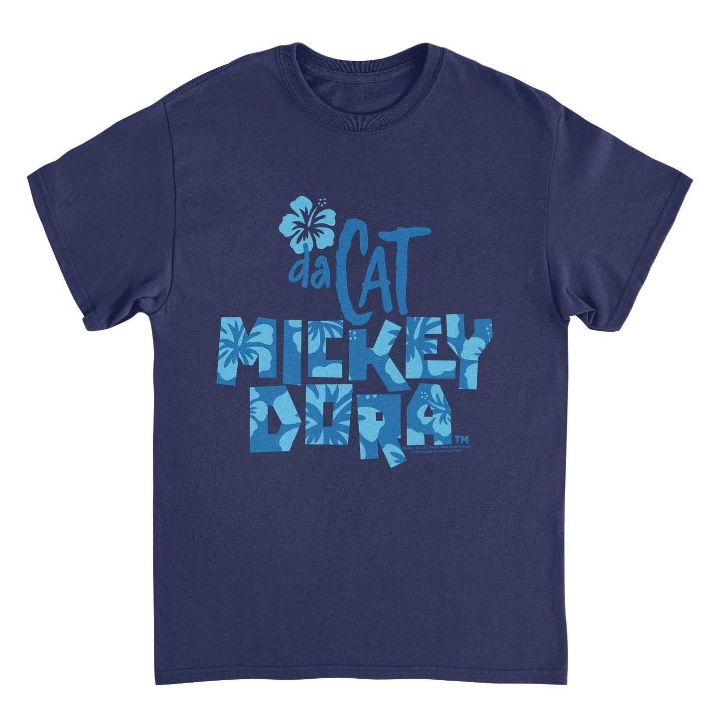 Mickey Da Cat Dora Blue Hawaiian Blue Retro Surfer Miki Navy Mens T Shirt