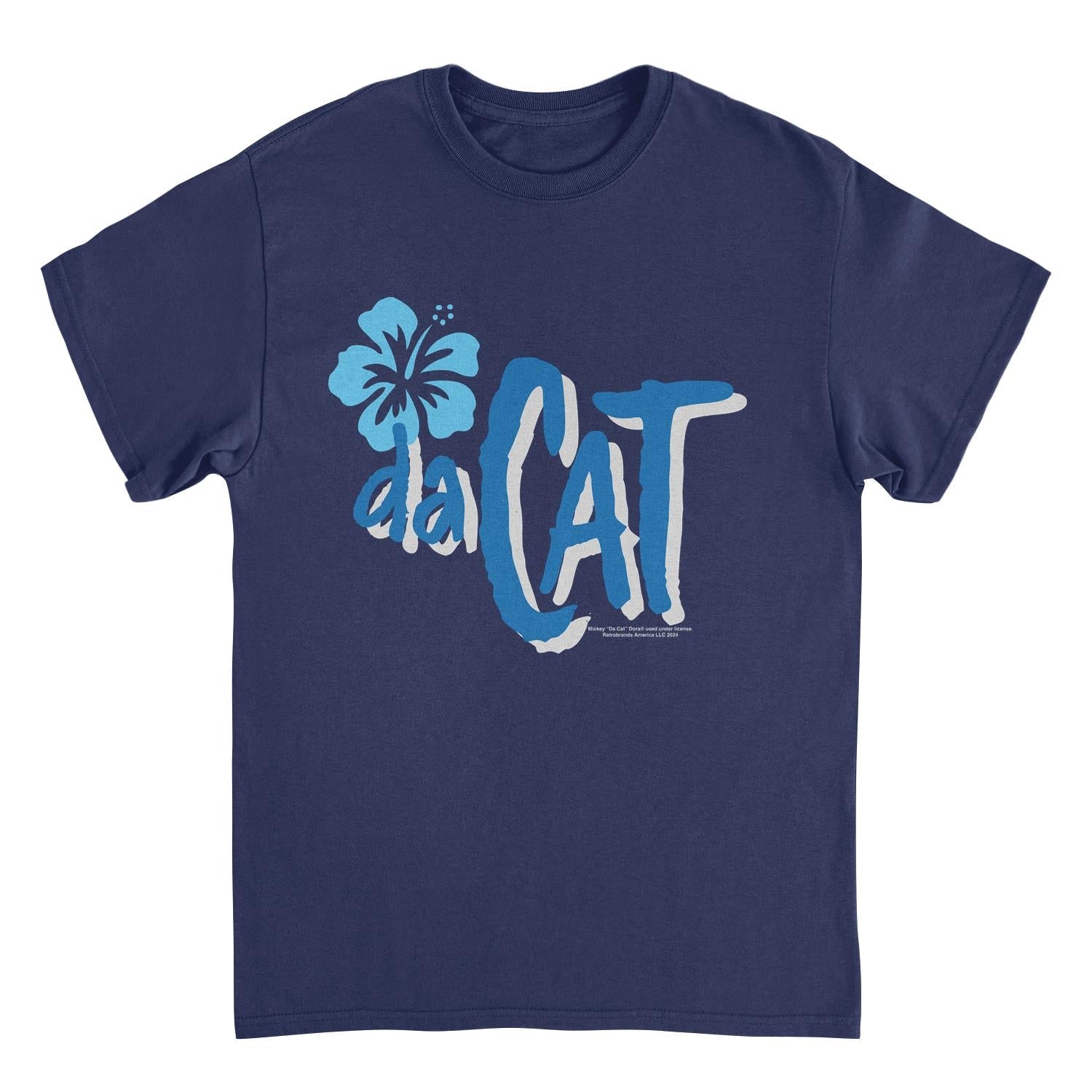 Mickey Da Cat Dora Da Cat Hawaiian Flower Retro Surfer Miki Navy Mens T Shirt