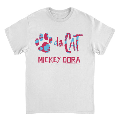 Mickey Da Cat Dora Hawaiian Print Retro Surfer Miki White Mens T Shirt