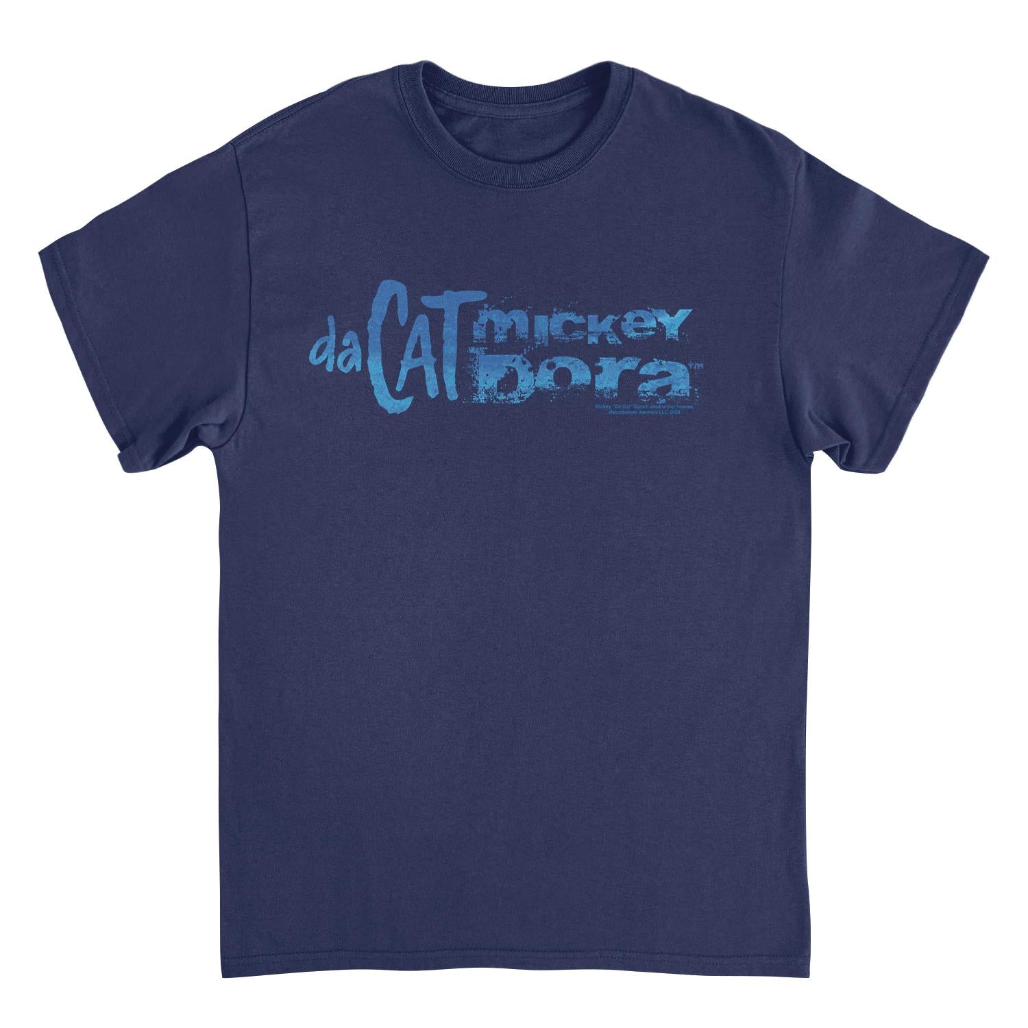 Mickey Da Cat Dora Blue Distress Text Retro Surfer Miki Navy Mens T Shirt
