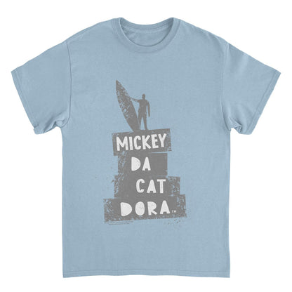 Mickey Da Cat Dora Surf Silhouette Retro Surfer Miki Light Blue Mens T Shirt
