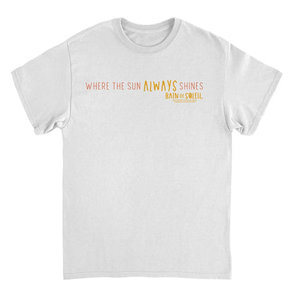 Bain De Soleil Where the Sun Always Shines Retro Sunscreen White Mens T Shirt