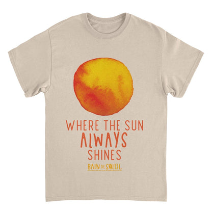 Bain De Soleil Orange Water Colour Sun Text Retro Sunscreen Sand Mens T Shirt