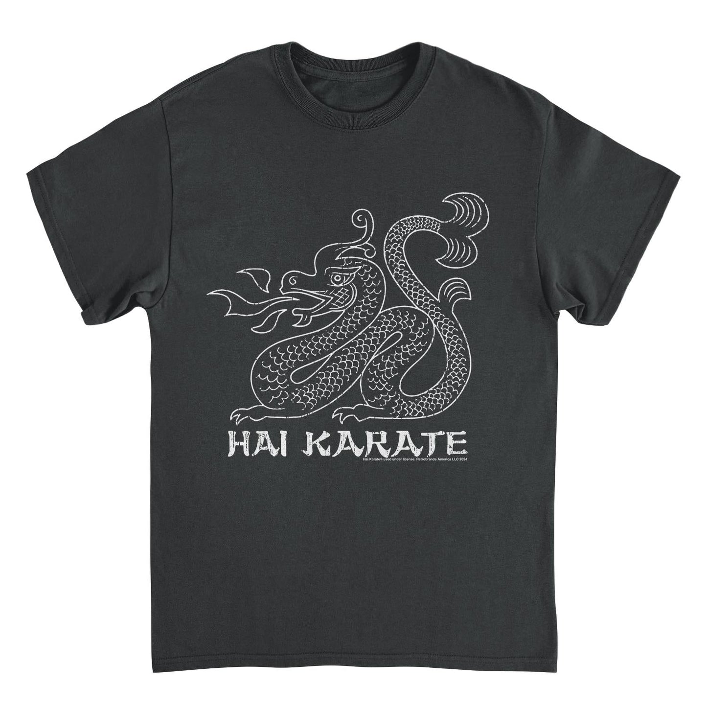 Hai Karate White Dragon Retro Aftershave Black Mens T Shirt