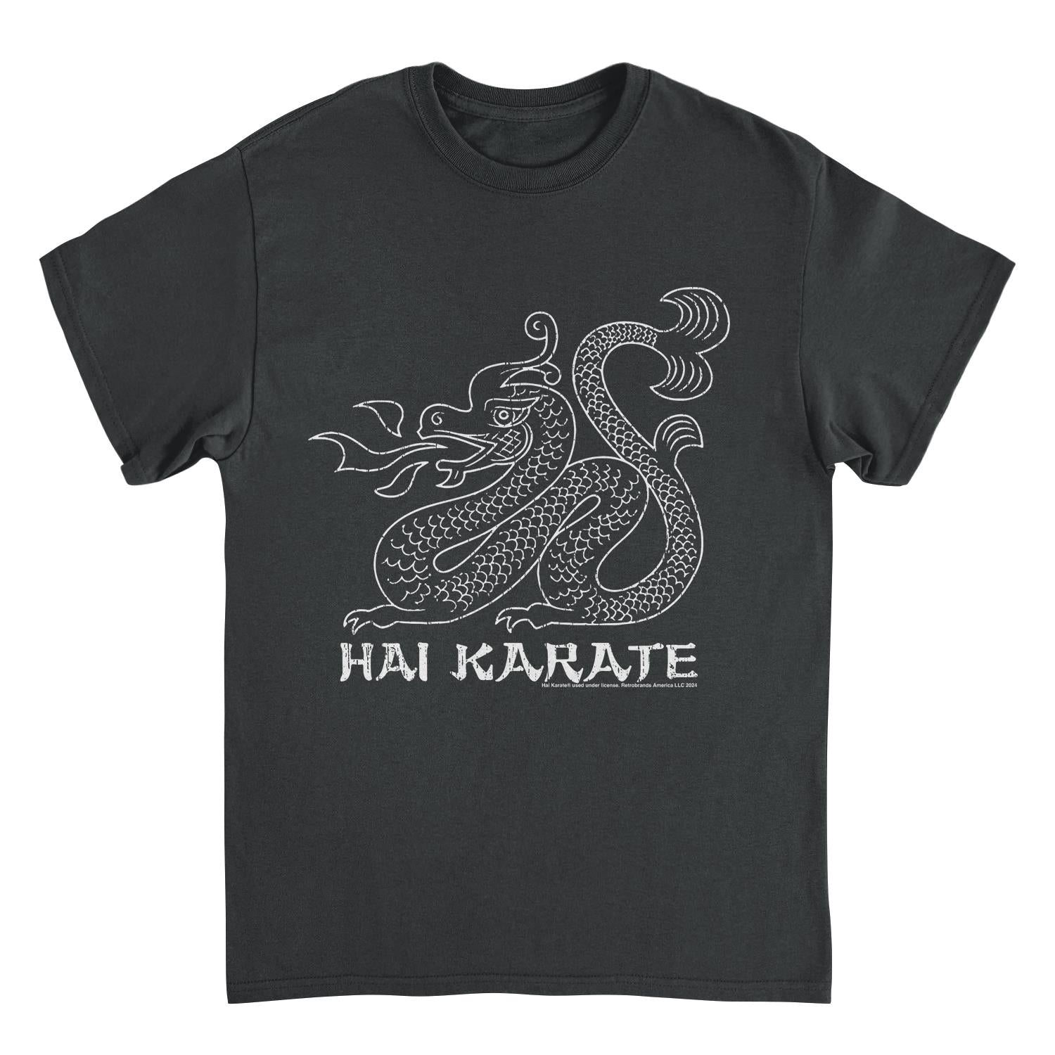 Hai Karate White Dragon Retro Aftershave Black Mens T Shirt