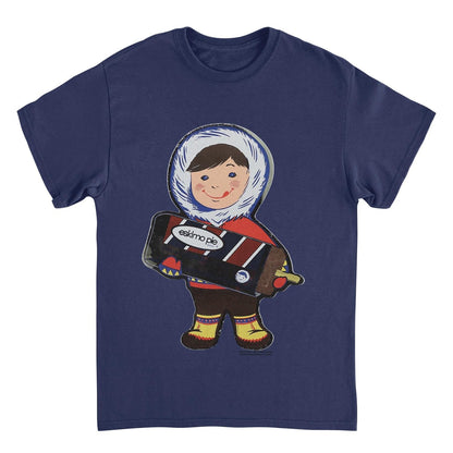 Eskimo Pie Character Holding Large Ice Cream Vintage Navy Mens T Shirt