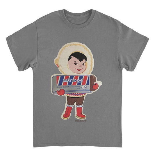 Eskimo Pie Character Holding Large Ice Cream Charcoal Mens T Shirt