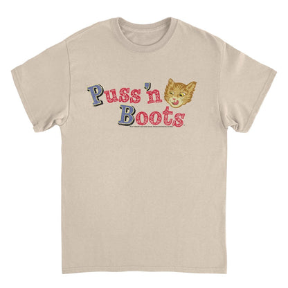 Puss n Boots Distressed Retro Branding Cat Food Sand Mens T Shirt