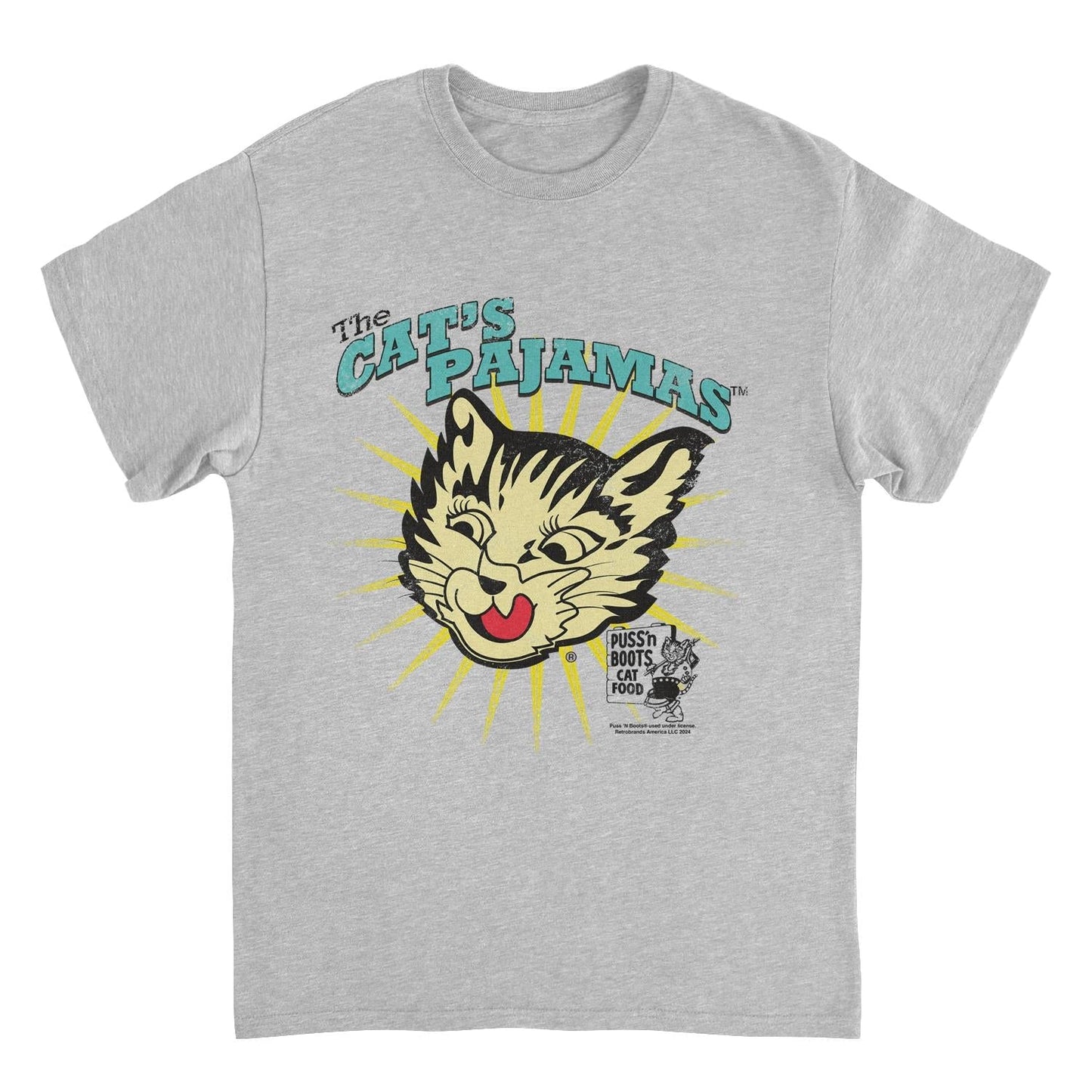 Puss n Boots the Cats Pajamas Vintage Art Sport Grey Mens T Shirt