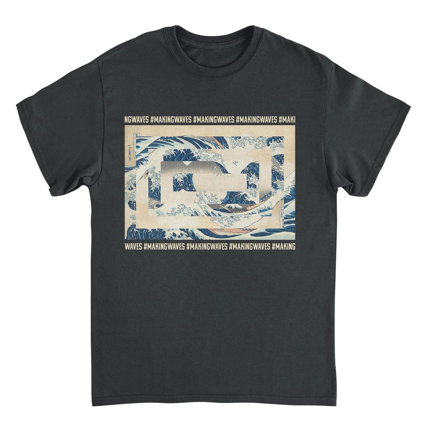 Classic Paintings Making Waves Hokusai Black Mens T Shirt