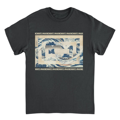 Classic Paintings Making Waves Hokusai Black Mens T Shirt