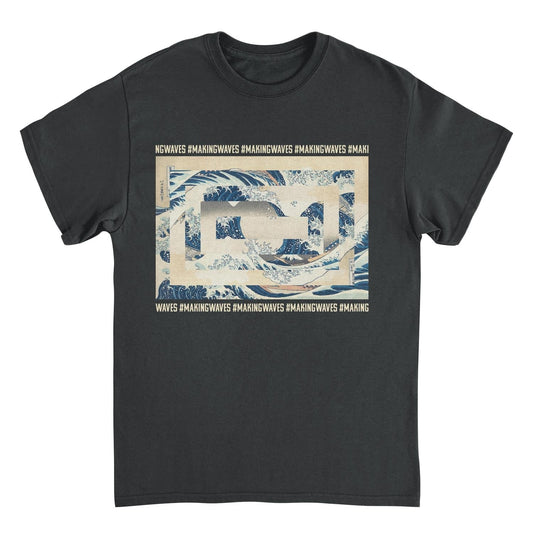 Classic Paintings Making Waves Hokusai Black Mens T Shirt