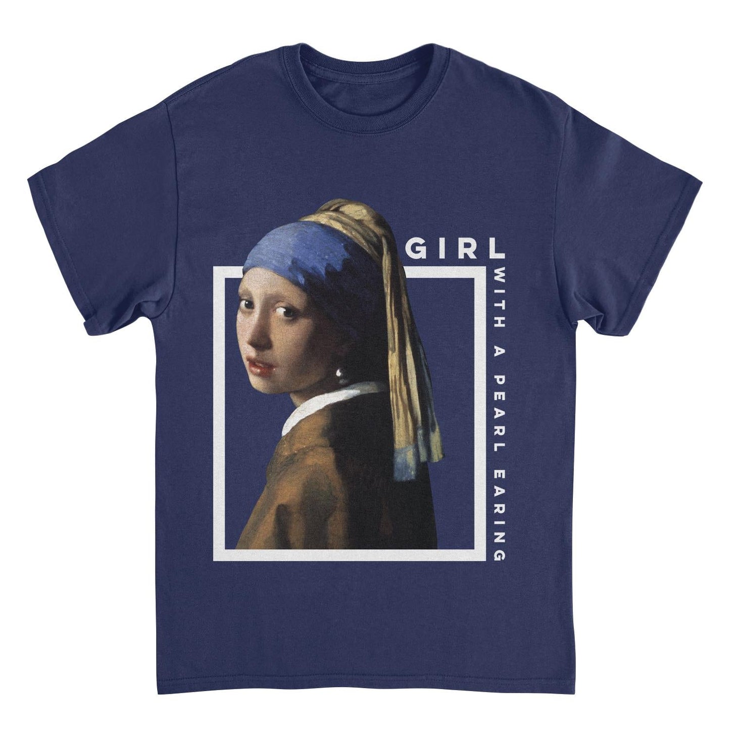 Classic Paintings Girl With a Pearl Earing Vermeer Navy Mens T Shirt