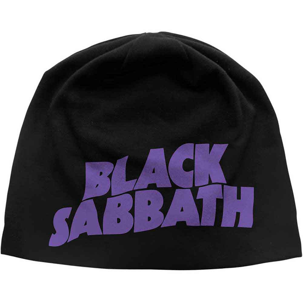 Black Sabbath Purple Logo JD Print Beanie Hat Black