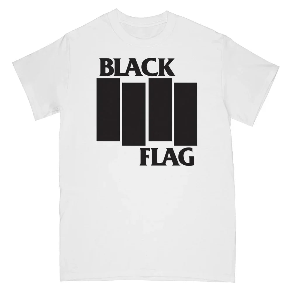 Black Flag Bars Logo Tee SST Records Mens T Shirt White